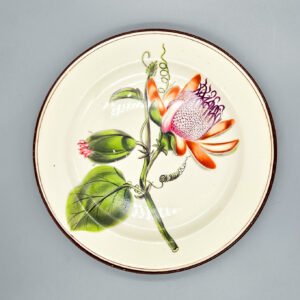 A creamware botanical plate, circa 1785