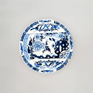 A Bow blue painted plate, circa 1755