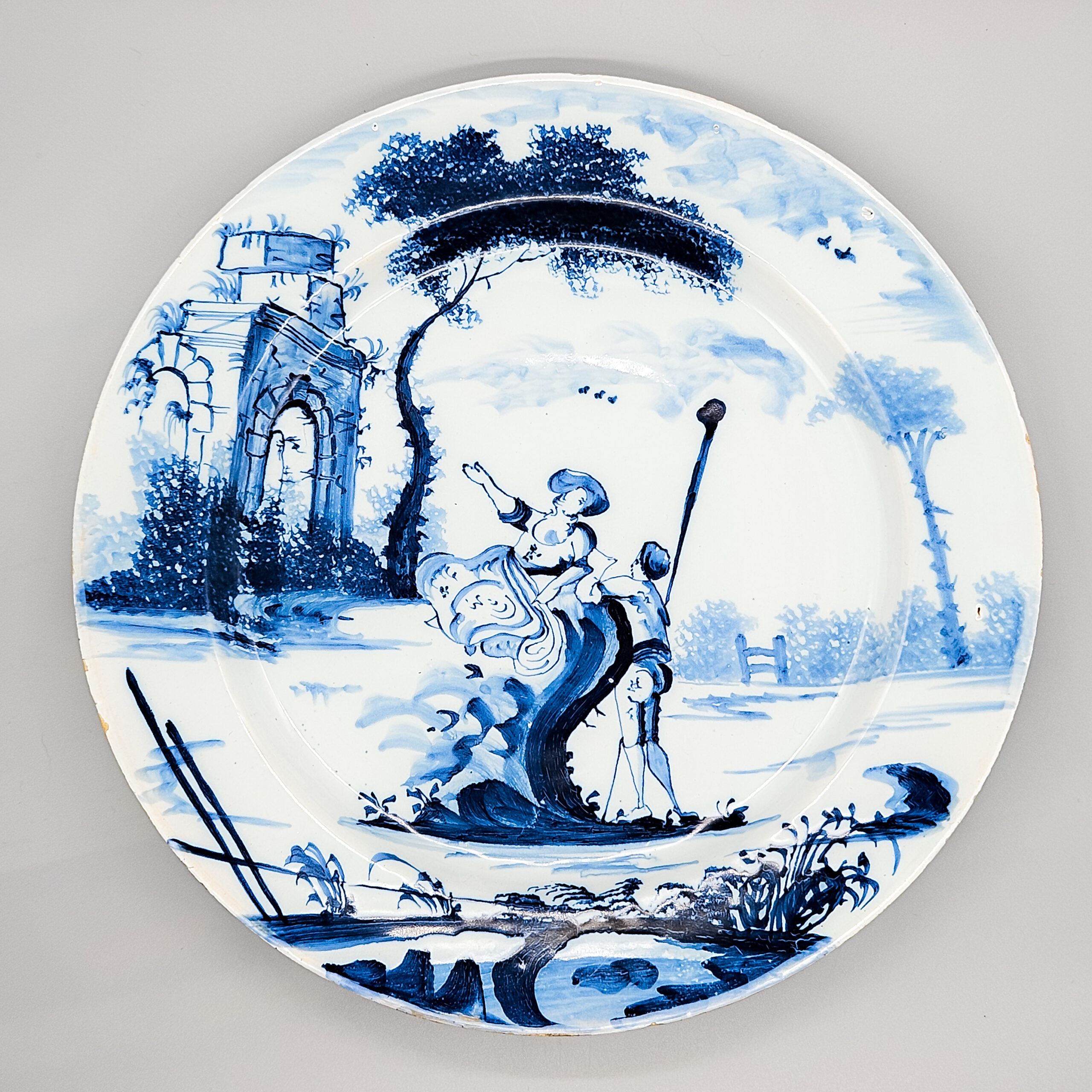 Lambeth delftware plate, circa 1765