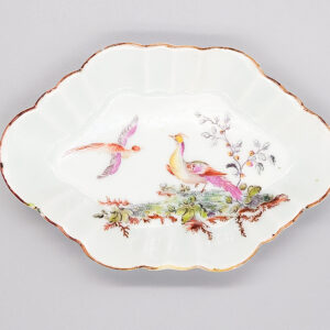 A Chinese spoon tray decorated in England, c1750