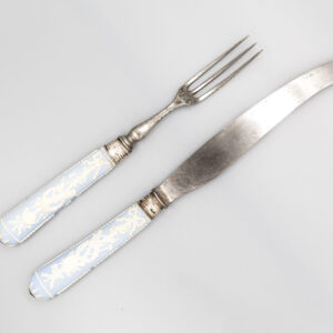 Pale blue jasper knife and fork handles, probably Wedgwood, early 19th century