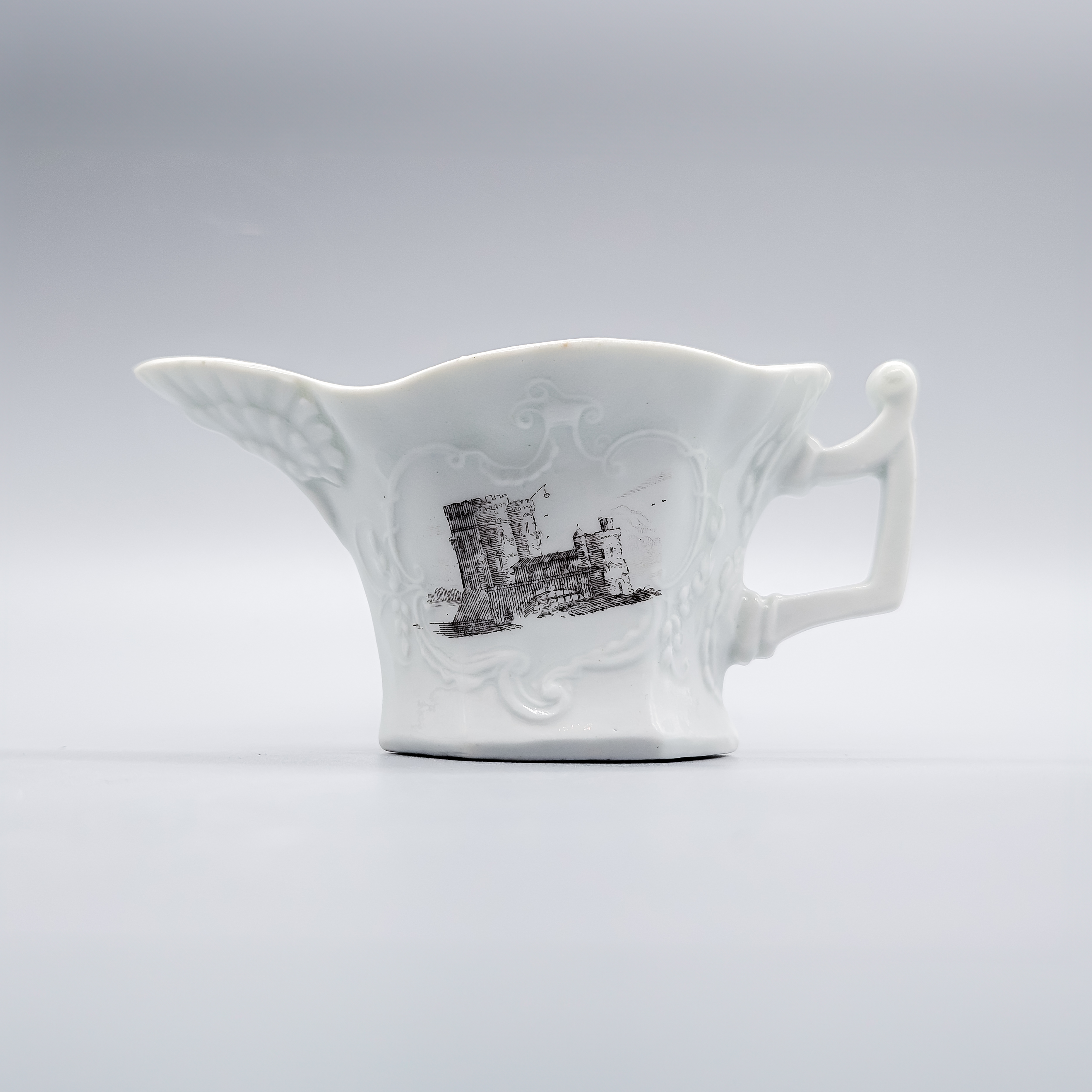 A rare early Worcester hexagonal creamboat, circa 1754