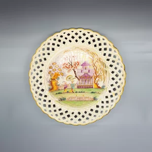 A very rare Davenport bone china plate from the Royal dessert service, circa 1807