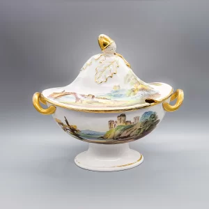 A rare Davenport bone china sauce tureen and cover, circa 1820