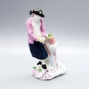 A rare Vauxhall figure of a gardener, circa 1758