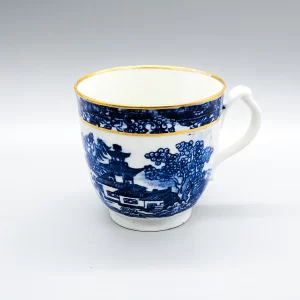 A New Hall blue printed coffee cup with clip handle, circa 1790