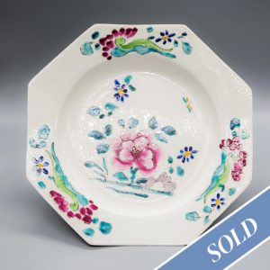 A Bow octagonal plate, circa 1755