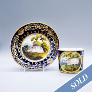A rare Coalport ‘Animal Service’ coffee can and saucer, circa 1805 (4)