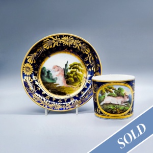 A rare Coalport ‘Animal Service’ coffee can and saucer, circa 1805 (6)