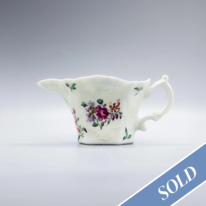 A Worcester ‘Begonia’ type hexagonal cream boat, circa 1760