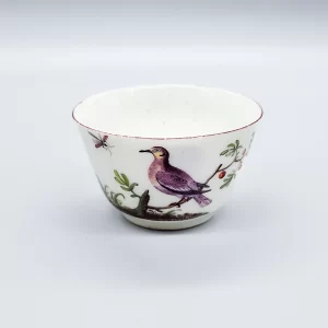A rare Chelsea ornithological subject teabowl, circa 1755