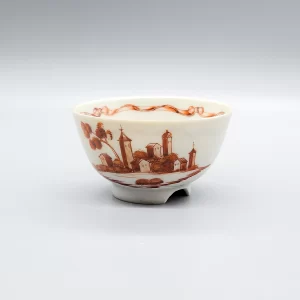 A Chinese teabowl, decorated in London, circa 1760