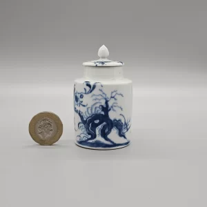 A very rare Worcester miniature tea canister and cover, circa 1760-62