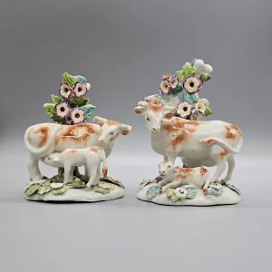 A pair of Derby cows with calves, circa 1765