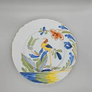 A delftware plate, probably Bristol, circa 1740