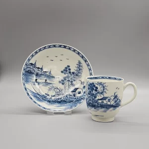 A Worcester coffee cup and saucer, circa 1775
