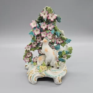 A Derby sheep candlestick group, circa 1765