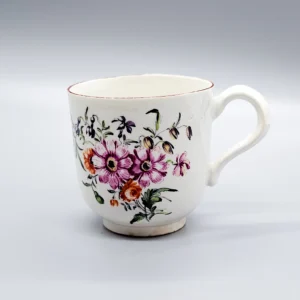 A Derby coffee cup with ridged loop handle, circa 1758