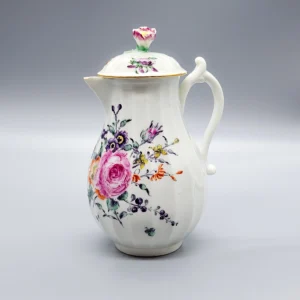 A Worcester fluted cream or milk jug and cover, circa 1765-68