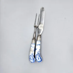 A Bow dessert knife and fork, circa 1750-52