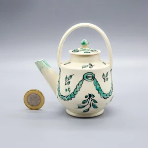 A rare creamware toy tea kettle, circa 1770